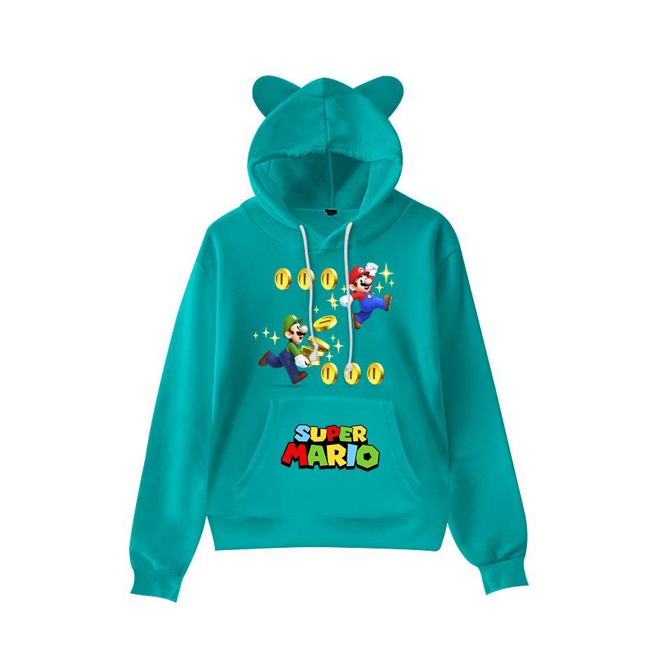 Super Mario Ear Hoodie Long Sleeve Hooded Sweatshirt For Kids Junior Sports Daily Outerwear