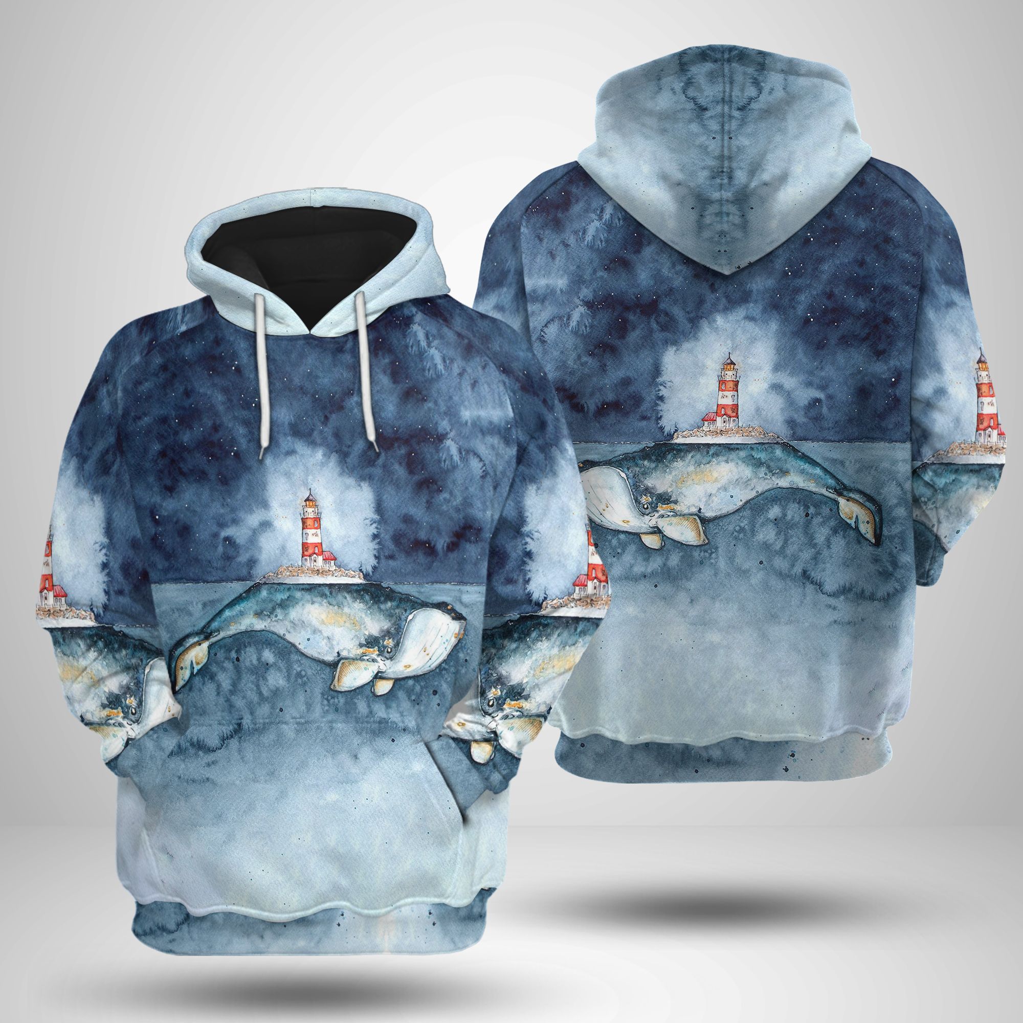 Lighthouse And Whale Hoodie – TMHHD0003