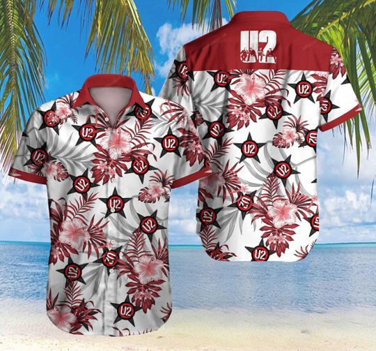 U2 Graphic Print Short Sleeve Hawaiian Casual Shirt