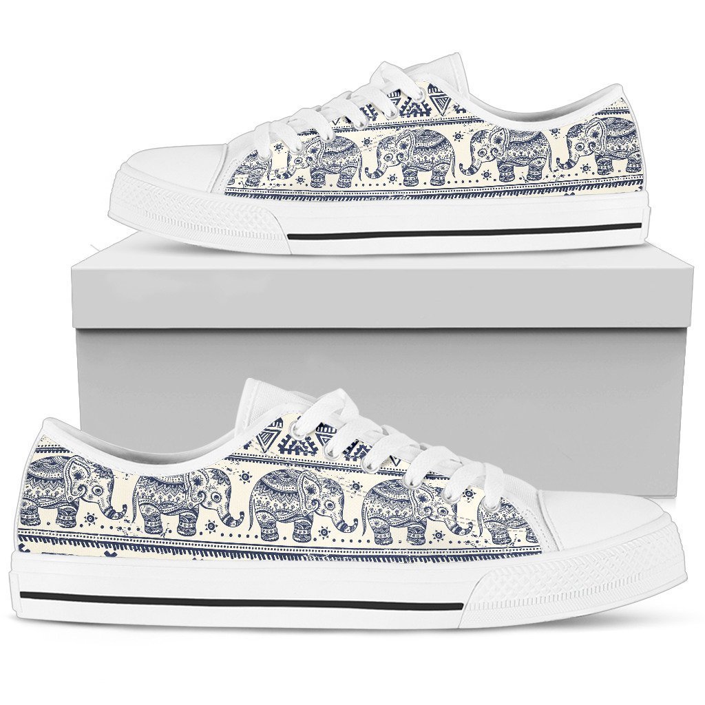 Baby Elephant Aztec Low Top Personalized Shoes Custom Name, Text For Women, Men