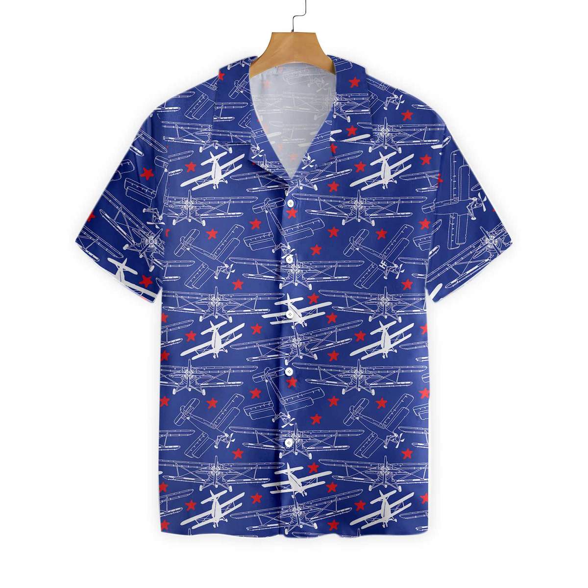 Retro Airplane With Stars Hawaiian Shirt Ha81979