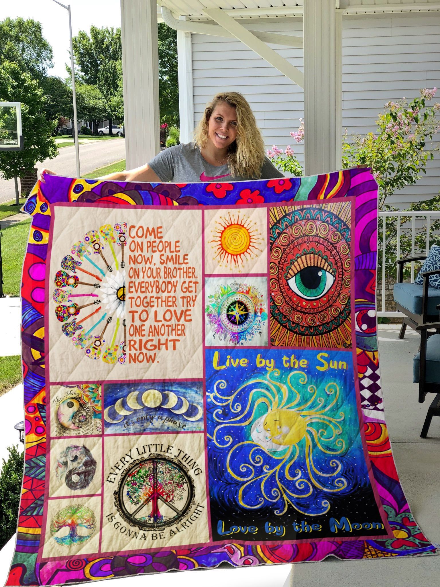 Hippie Elephant Mandala Smile On Your Brother Quilt Blanket Great Customized Gifts For Birthday Christmas Thanksgiving Perfect Gifts For Elephant Lover