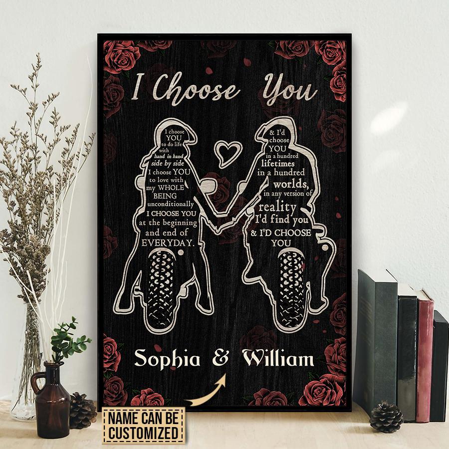 Aeticon Gifts Personalized Motorcycling I Choose You Black Rose Canvas Mom Dad Gift Home Decor