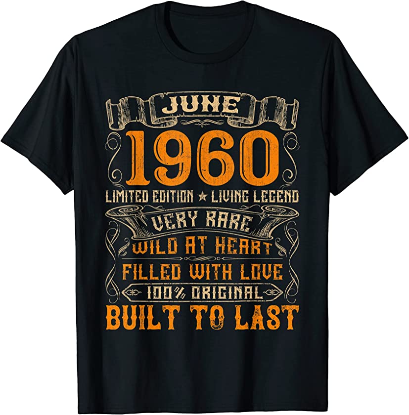 Vintage June 1960 Decorations 61 Year Old 61st Birthday T-Shirt