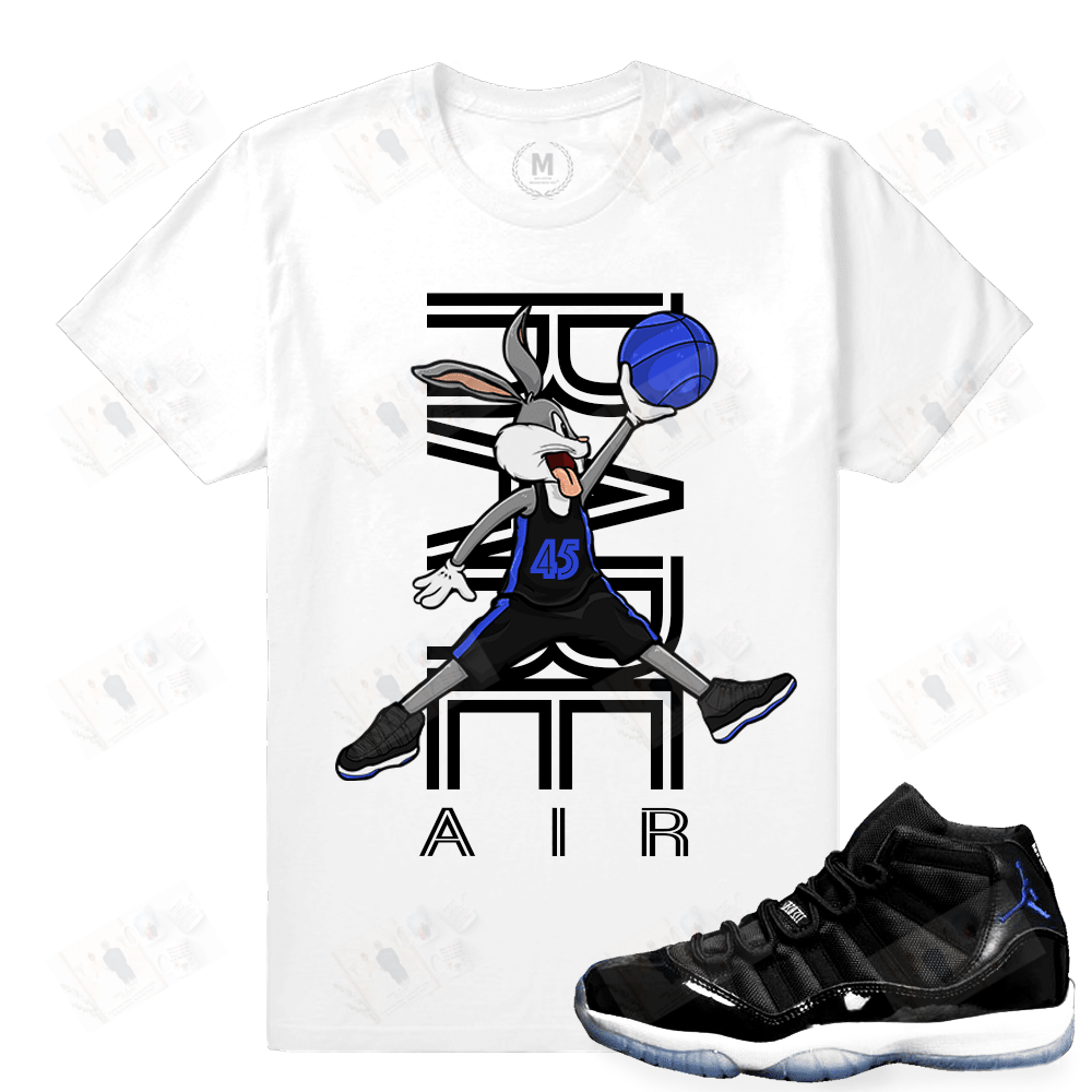 Match Jordan 11 Space Jam | Rare Air Rabbit | White T Shirt