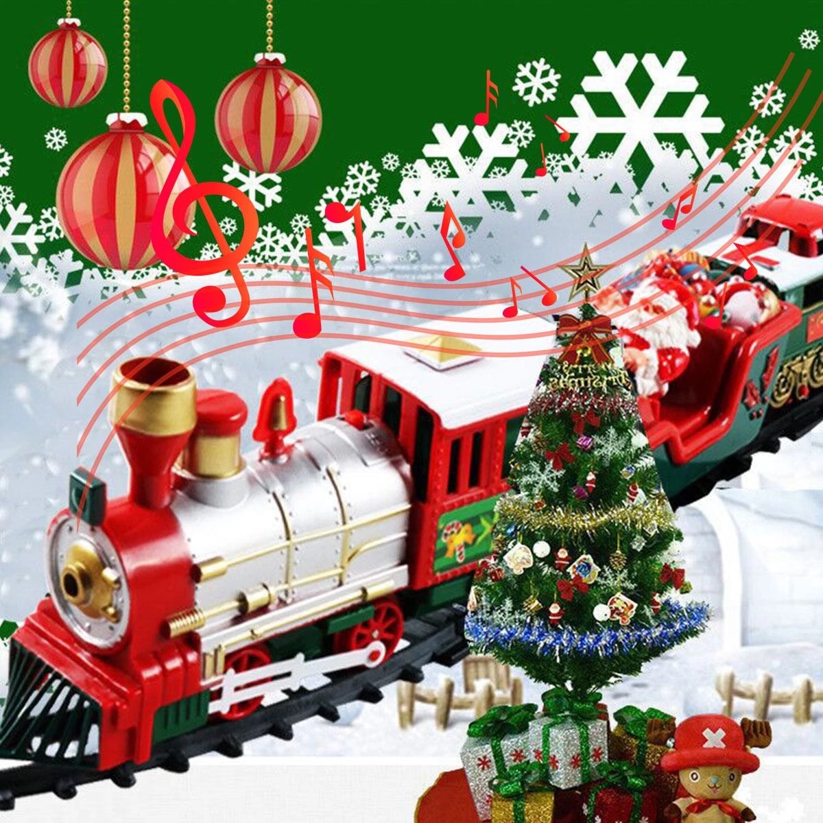 Christmas Electric Train Toys Railway Toy Cars Racing Track With Music Santa Claus Christmas Tree Decoration Train Model Toys alx