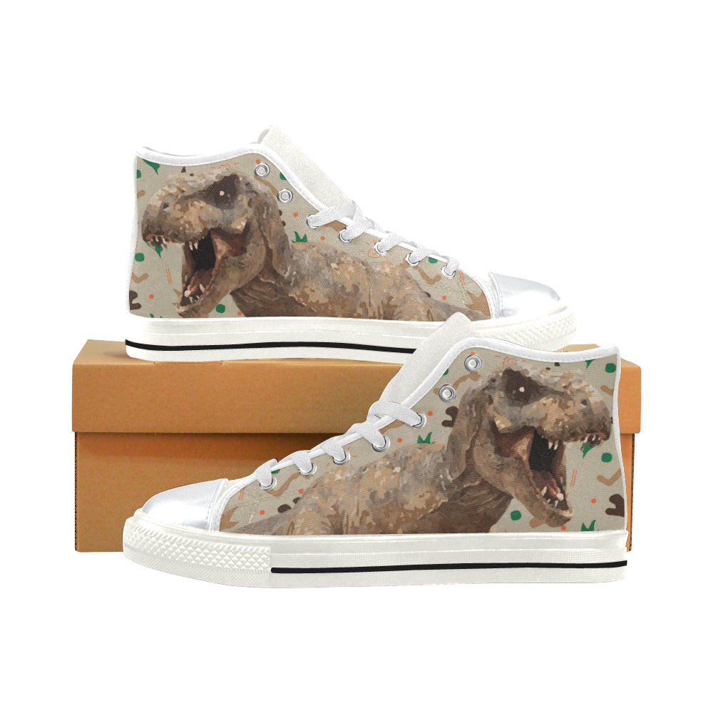 T-Rex White High Top Canvas Shoes for Kid