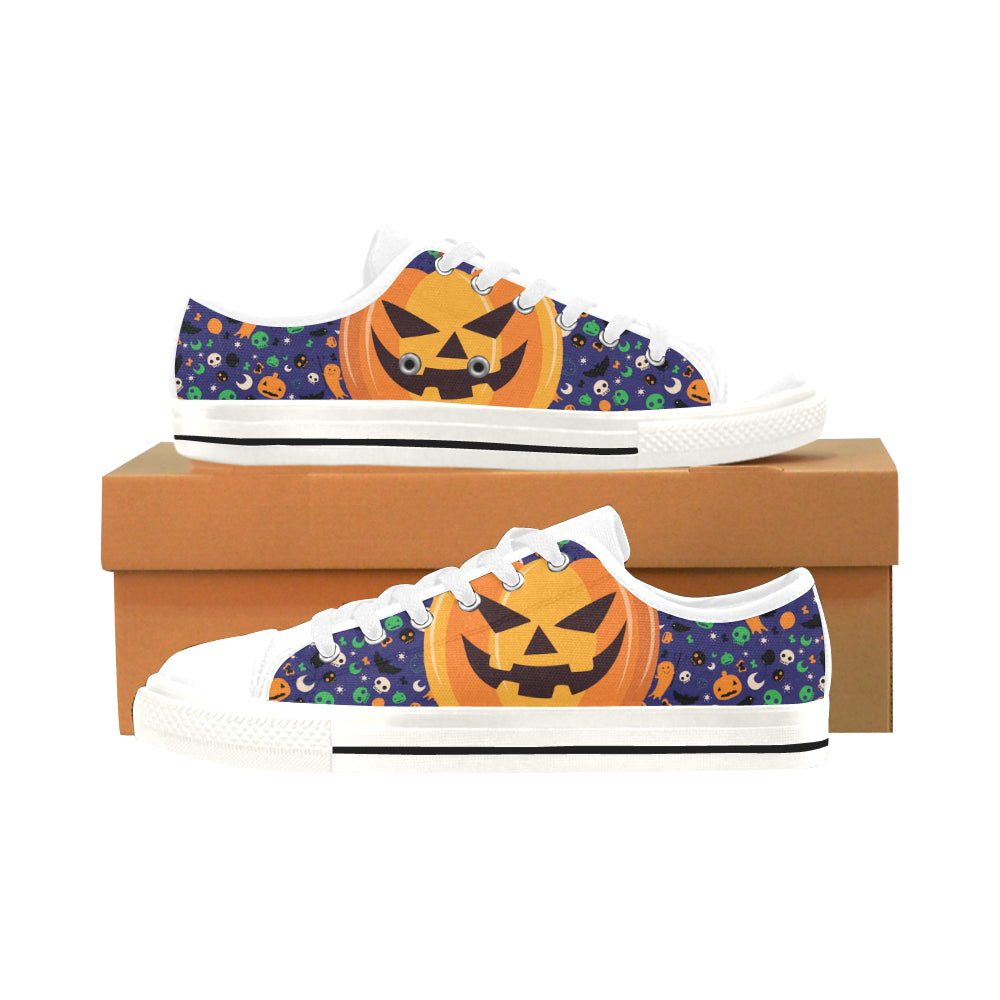 Pumpkin Halloween White Men’s Classic Canvas Shoes/Large Size