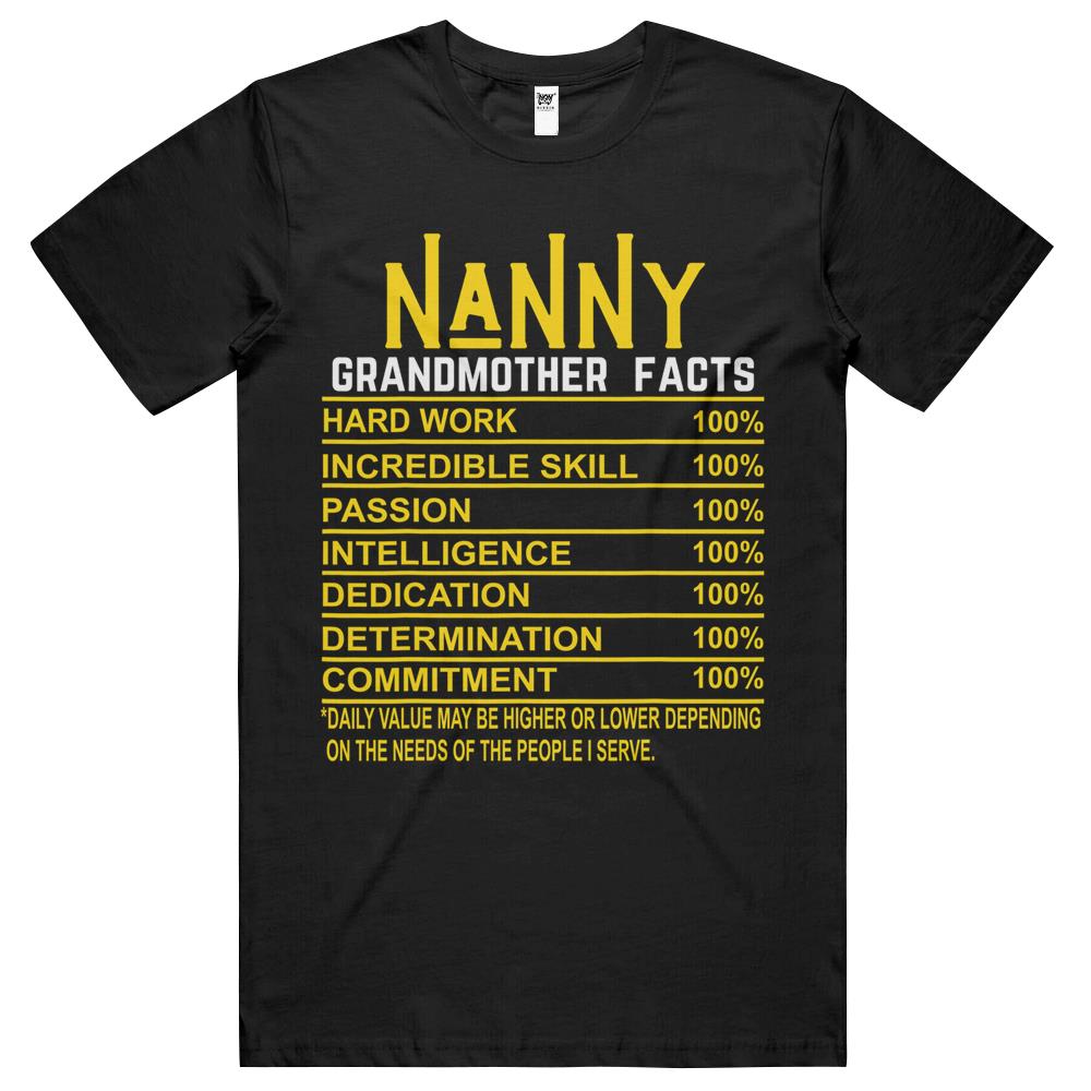 Nutritional Facts Shirt, Nutrition Facts T Shirt, Nanny Grandmother Facts Grandma Nutritional Fact T Shirts