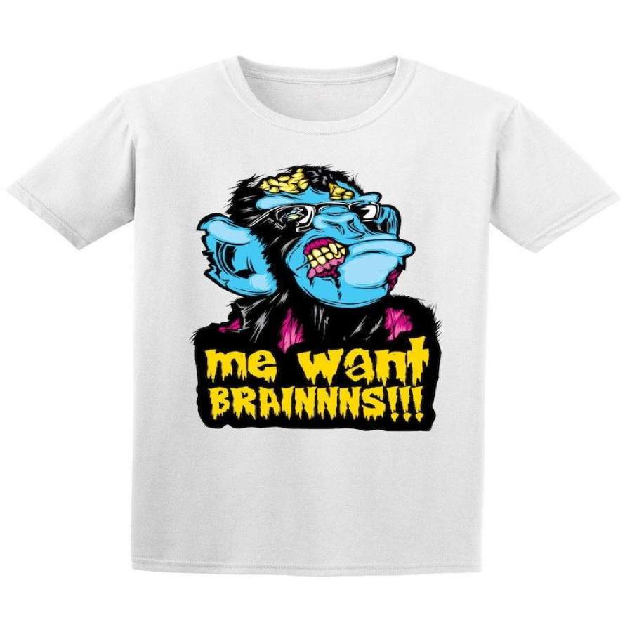 Zombie Monkey Me Want Brains Tee T-Shirt Summer Style Men T Shirt Top Tee Tee Shirt For Men O-Neck Tops Male