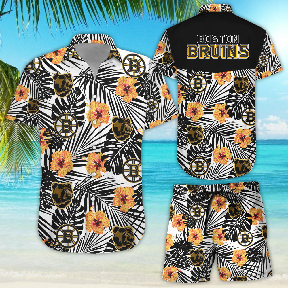 Hawaiian Aloha Aloha Shirts Hockey Boston Bruins #2508L Hawaiian Shorts Beach Short Sleeve