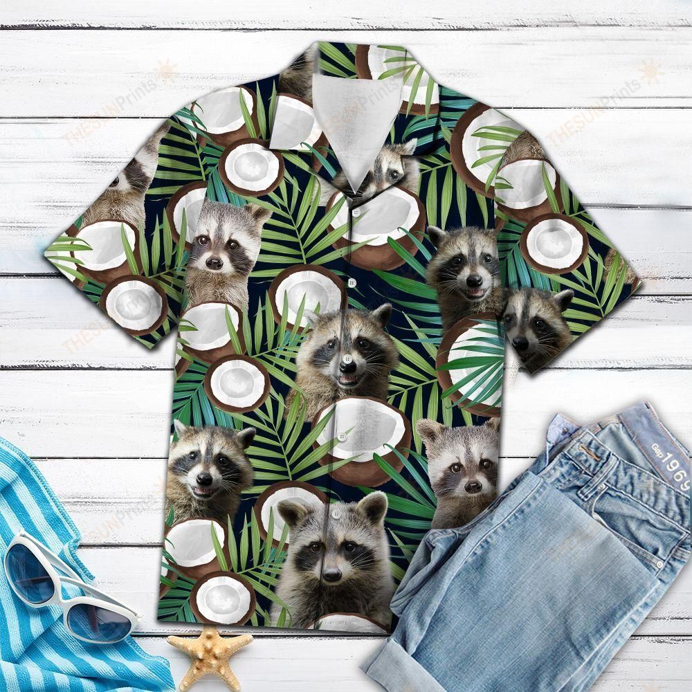 Raccoon Coconut Tropical Hawaiian Shirt Ha42376