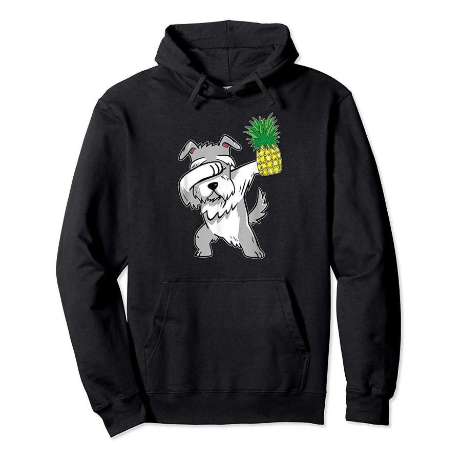 Dabbing Schnauzer Puppy Dog Pineapple Aloha Beach Gift Hoodie Premium Tee