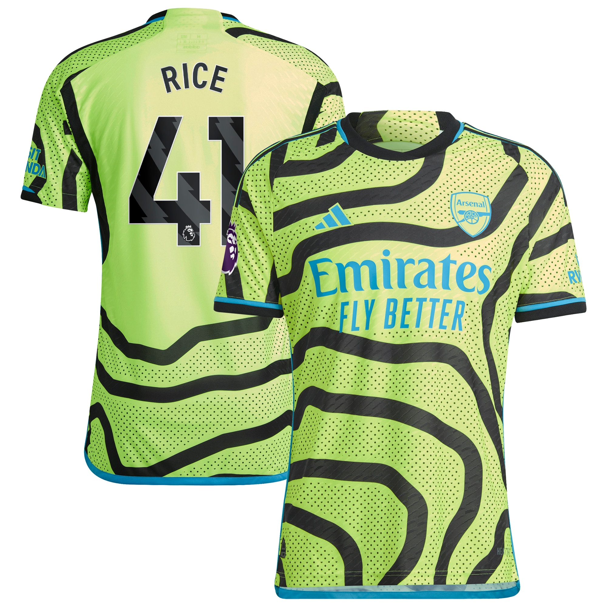 Declan Rice Arsenal 2023/24 Away Authentic Player Jersey – Yellow