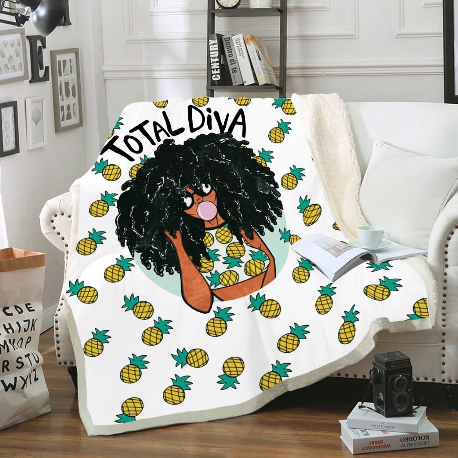 South Africa Blanket Magic Black Girl Total Diva Afro Natural Pineapple Fleece Blanket