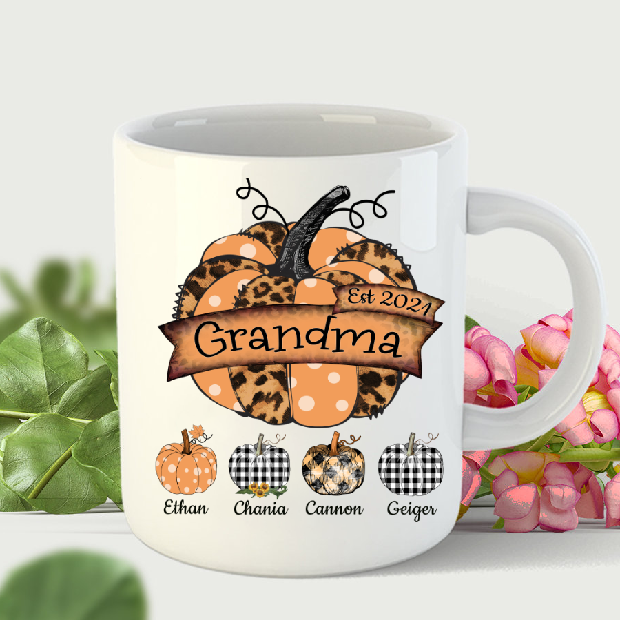 Grandma Est Pumpkin Leopard Art Mug