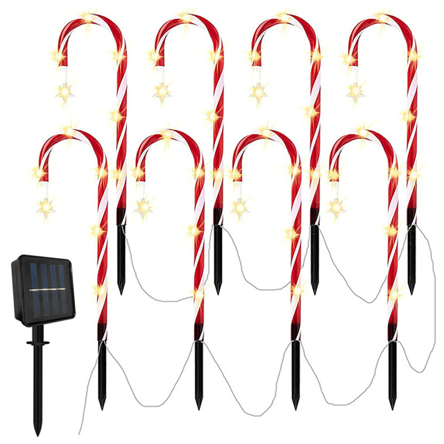 Solar Christmas Candy Cane Light Outdoor Waterproof Christmas Day Light LED Home Garden Passage Courtyard Lawn Decorations alx