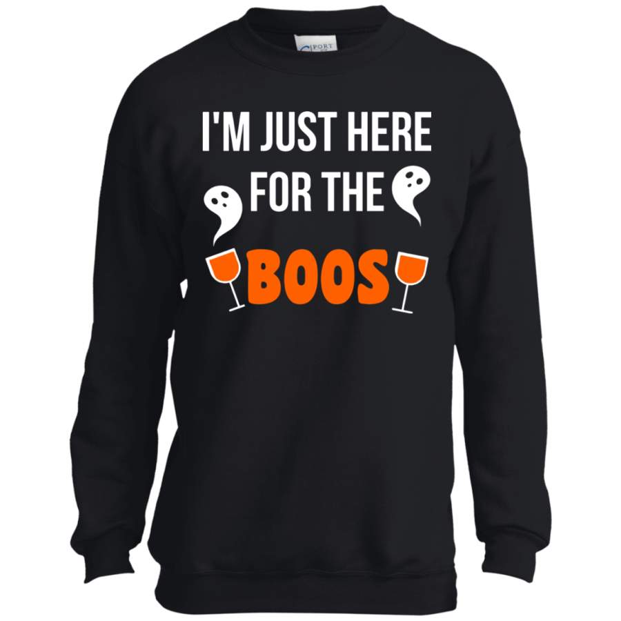 Funny I’m Just Here For The Boos, Halloween Wine Youth LS shirt/Sweatshirt/Hoodie