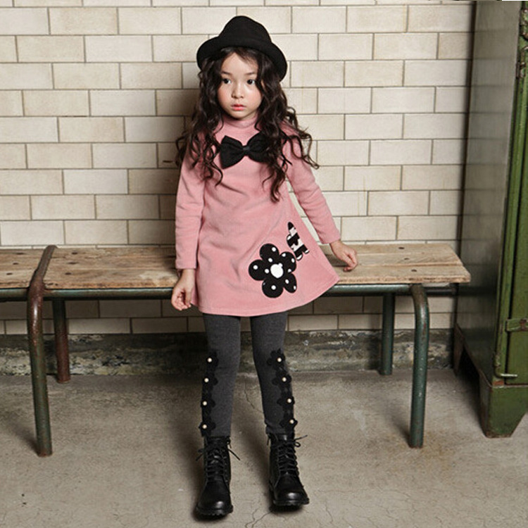 Autumn/Winter Thicken Girl Dress Cotton Cashmere Baby Dress Girls Clothing Embroidered Casual Dress Clothes Kids Dress Warm alx