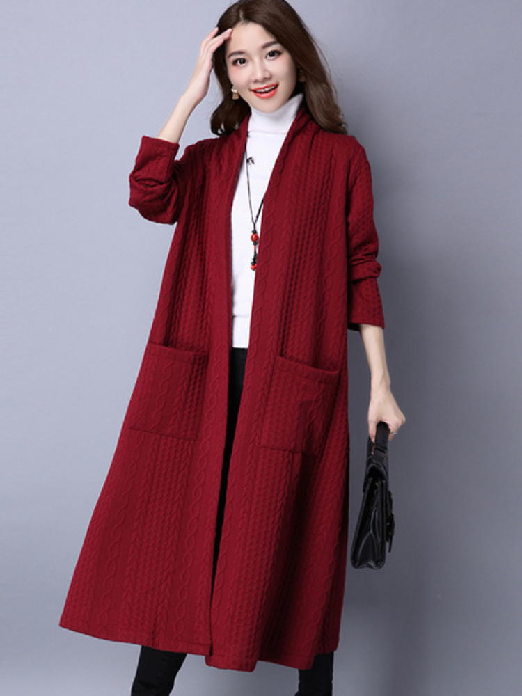 Autumn Winter Style Lapel Knitted Cardigan South Korean Fashion Street Dress Women Loose Long Sleeve Thickened Top Sweater Coat alx