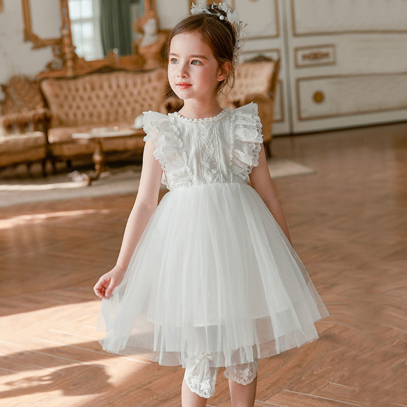 2021 Girls Summer Dress Lace Ruffles Baby Kids Princess Birthday Tutu Dresses Children Clothes Vestido Outfit alx