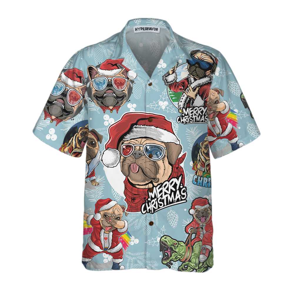 Awesome Xmas Pug Party Christmas Pug Hawaiian Shirt, Funny Christmas Gift For Pug Lover