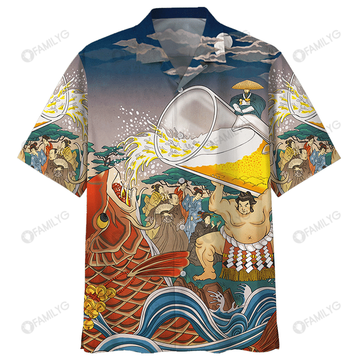 Beer Hawaiian Shirt – Beer Japanese Illustration Summer Hawaiian For Men, Women, Couple