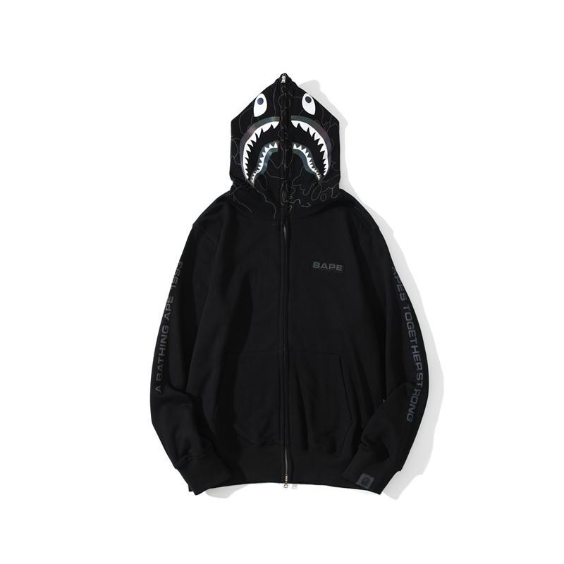 Bape Shark Hoodie Black White Hdcp6677