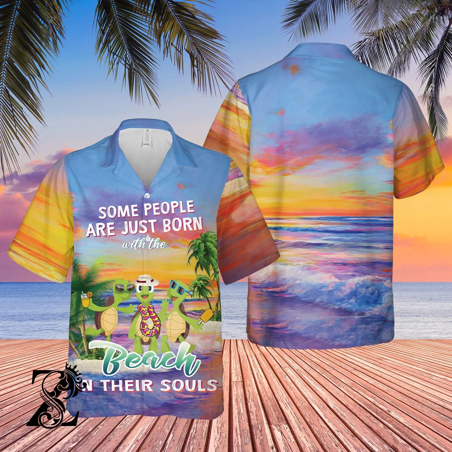 Turtle Some People Born With Beach In Souls – All Over Print Hawaiian Shirt – S M L Xl 2Xl 3Xl 4Xl 5Xl 1207