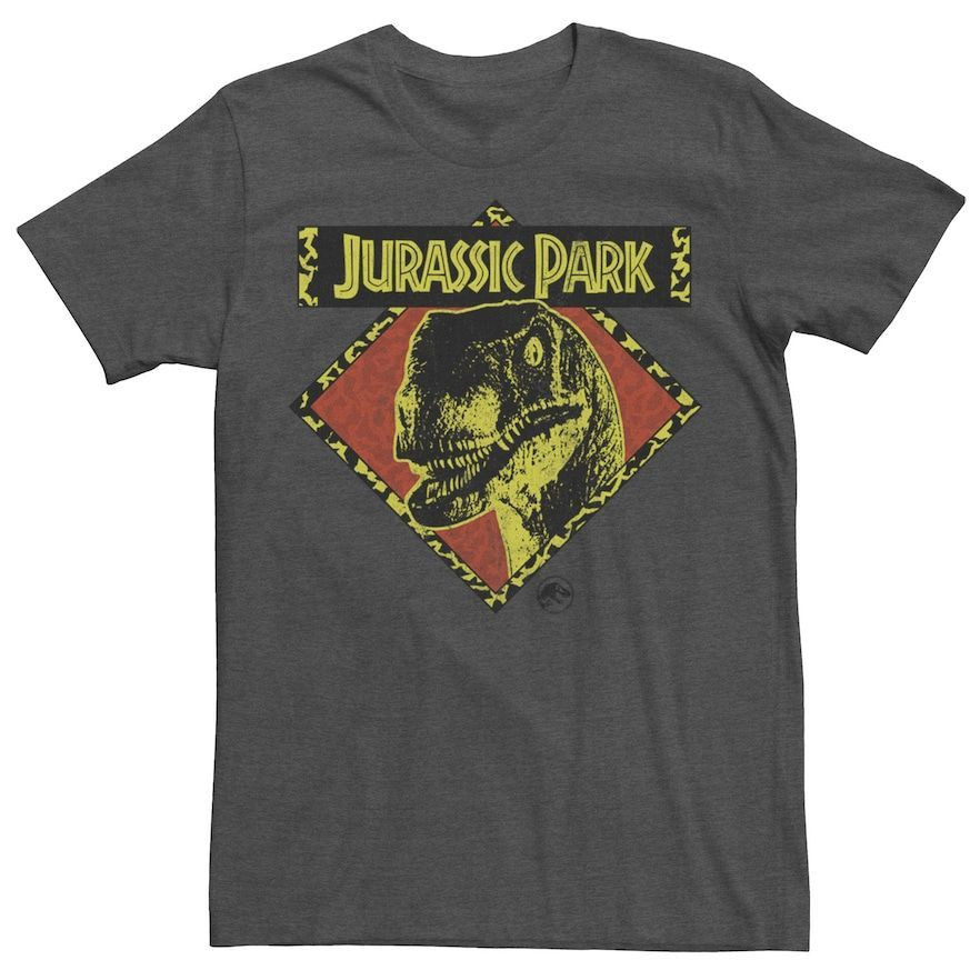 Jurassic Park Distress Raptor Stare Graphic Tee Dark Grey Shirt