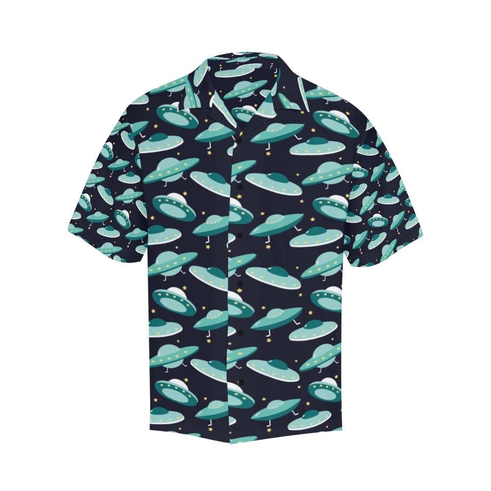 Ufo Hawaiian Shirt Green Ufo Pattern Black Hawaii Aloha Shirt