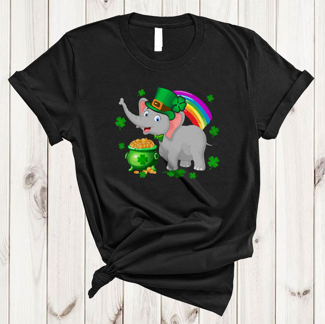 Leprechaun Elephant Cute Happy St. Patrick’S Day Shamrock Rainbow Animal Lover Gifts T-Shirt