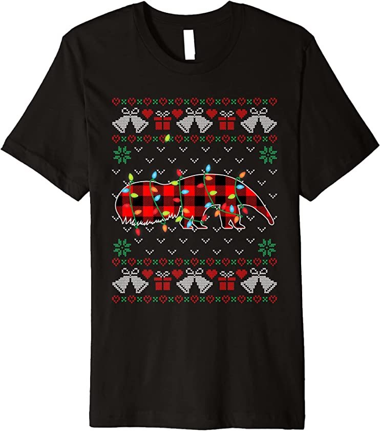 Anteater Lover Funny Xmas Lights Ugly Christmas Sweater Premium T-Shirt