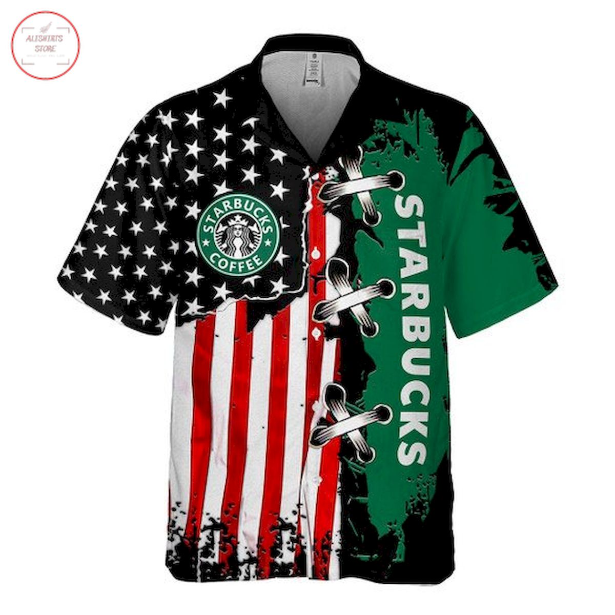 Starbucks Coffee Usa Flag Hawaii Shirt Ha43862