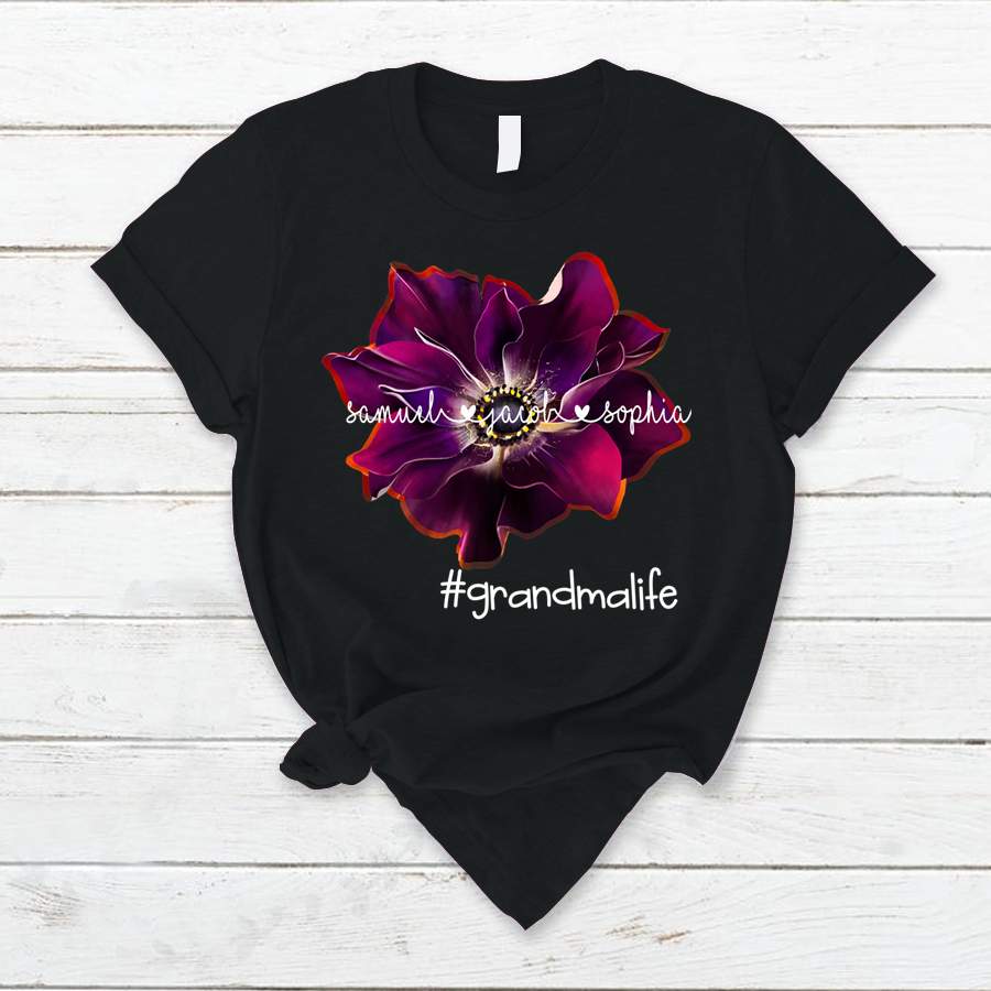 Personalized Grandma Grandkids Names Anemone Shirt