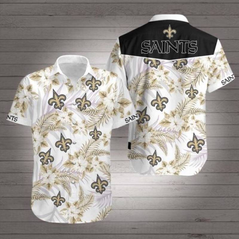 New orleans saints football floral hawaiian shirt – Maria