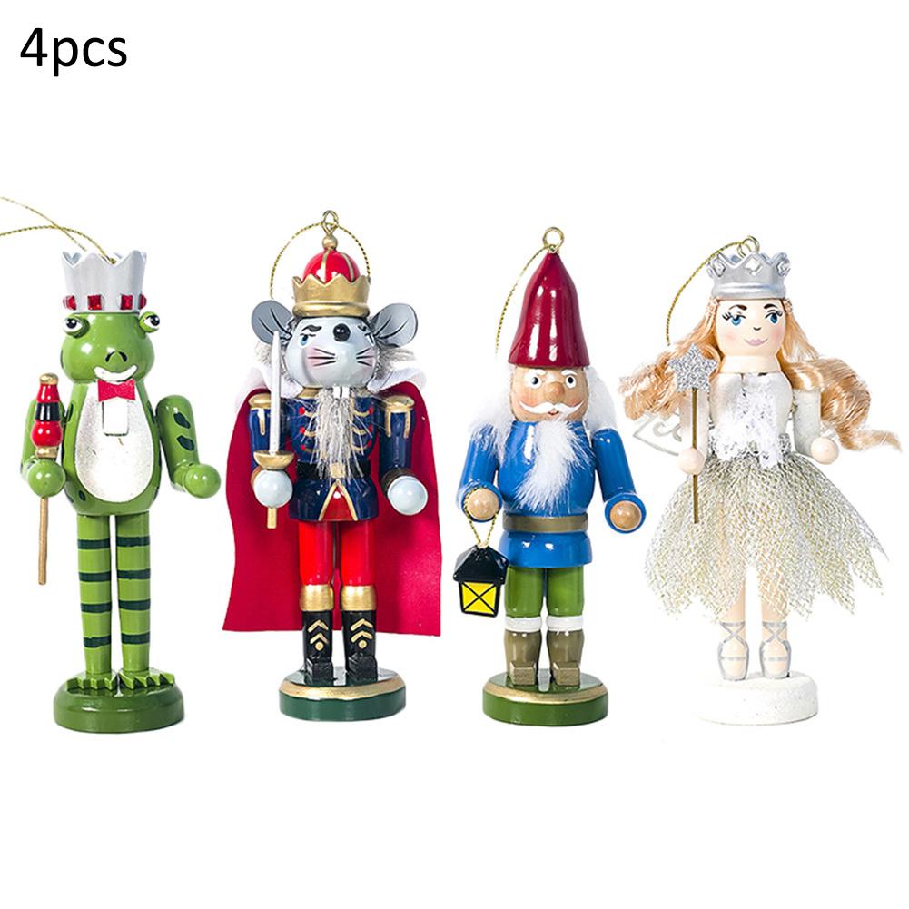 4Pcs/Set Nutcracker Wooden Doll Puppet Christmas Ornaments Home Decoration