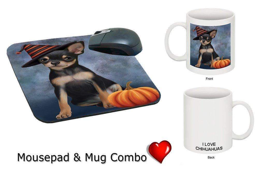 Christmas Happy Holidays Chihuahua Puppy Wearing Witch Hat Mug & Mousepad Combo Gift Set Mmcg0612