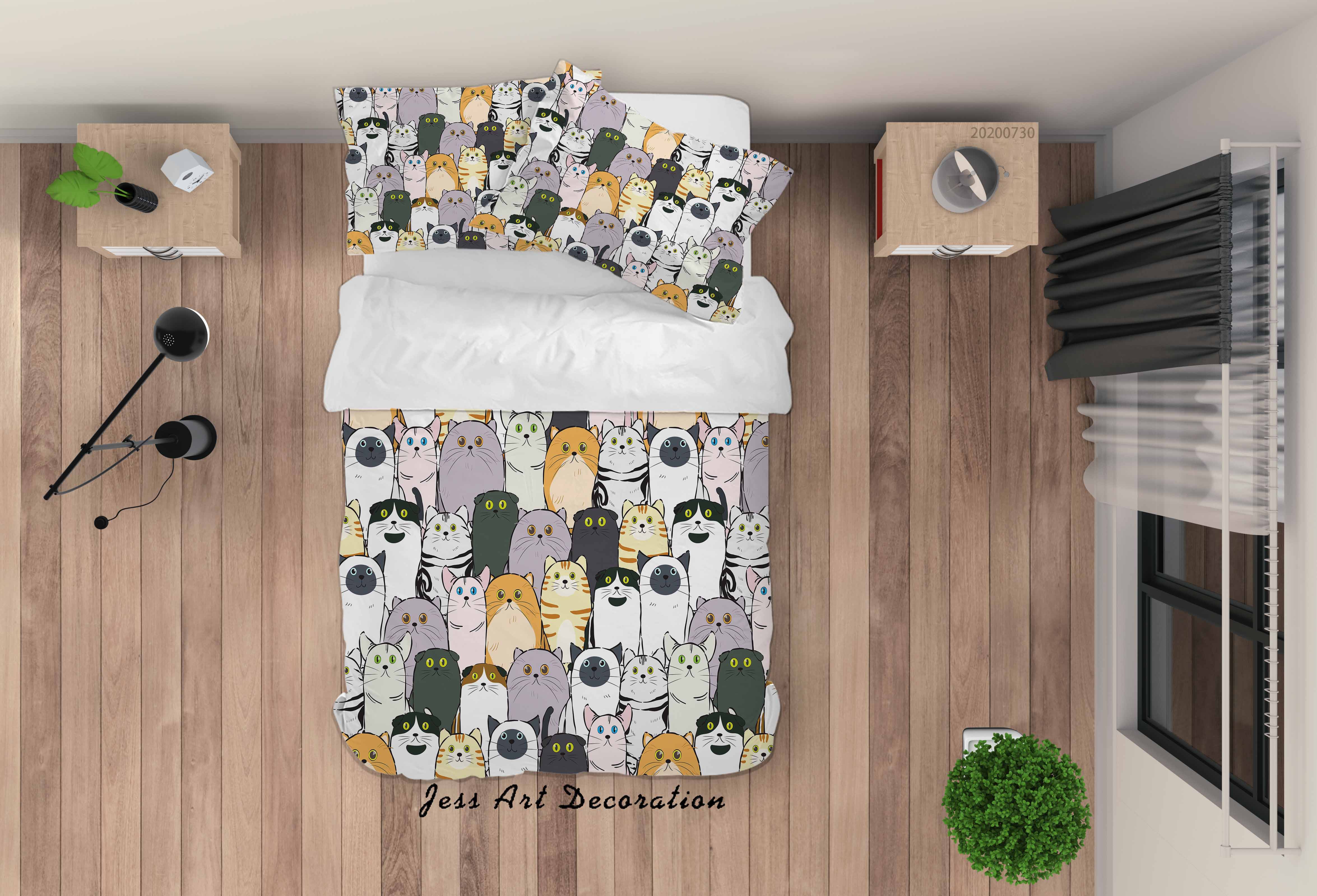 3D Cartoon Cat Animal Quilt Cover Set Bedding Set Duvet Cover Pillowcases Lxl 6