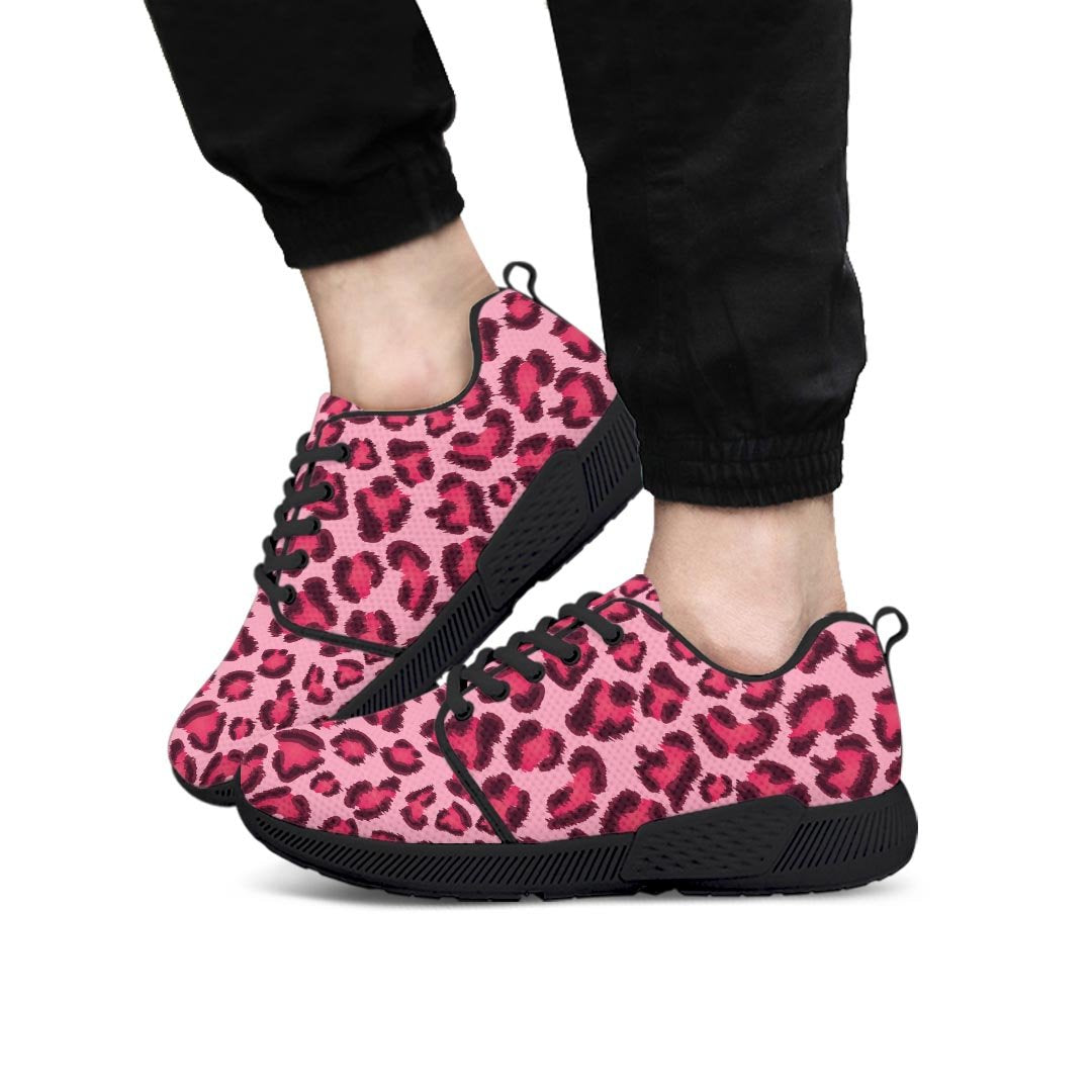 Pink Leopard Print Men’S Athletic Shoes