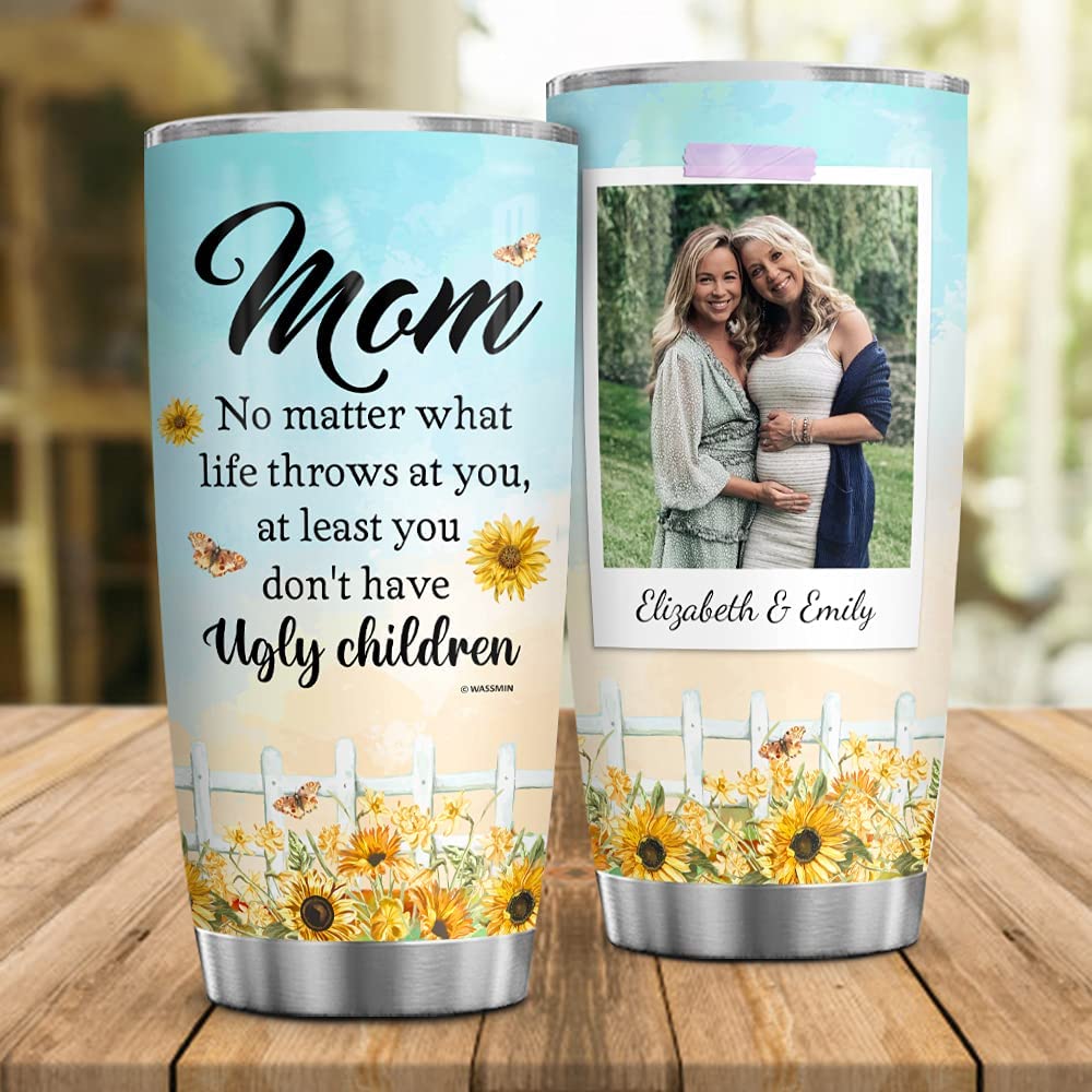 Personalized Ugly Children Mom Tumbler Cup With Lid 20Oz 30Oz Customize Photo Name Double Walled Vacuum Insulated Tumblers Coffee Travel Mug Mother’S Day Birthday Christmas Gifts