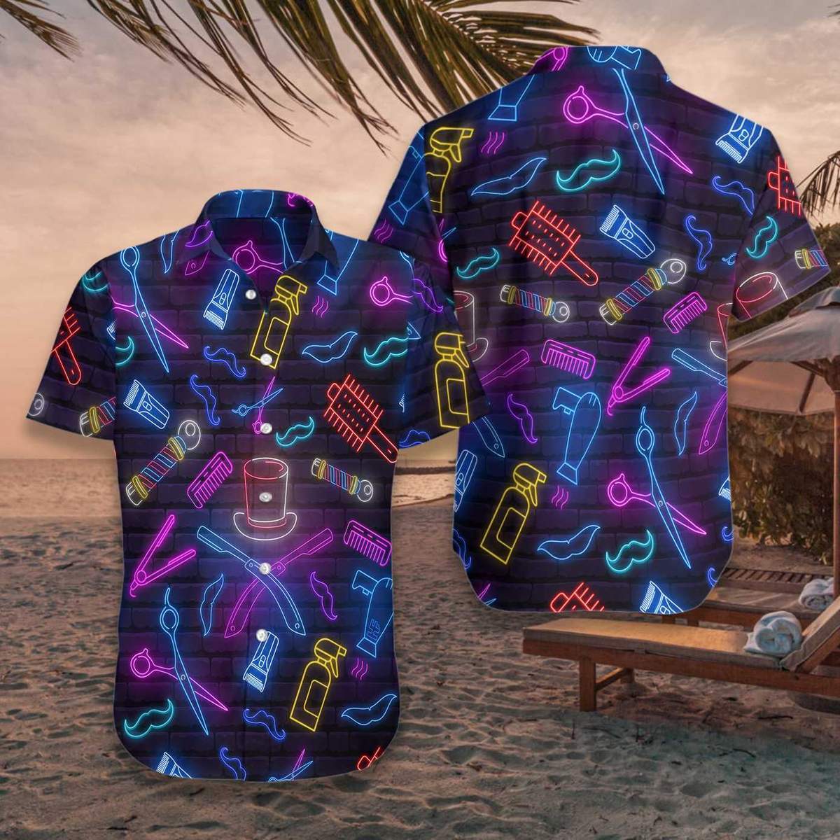 Barber Shop Neon Hawaiian Shirt | Unisex | Adult | Hw7486