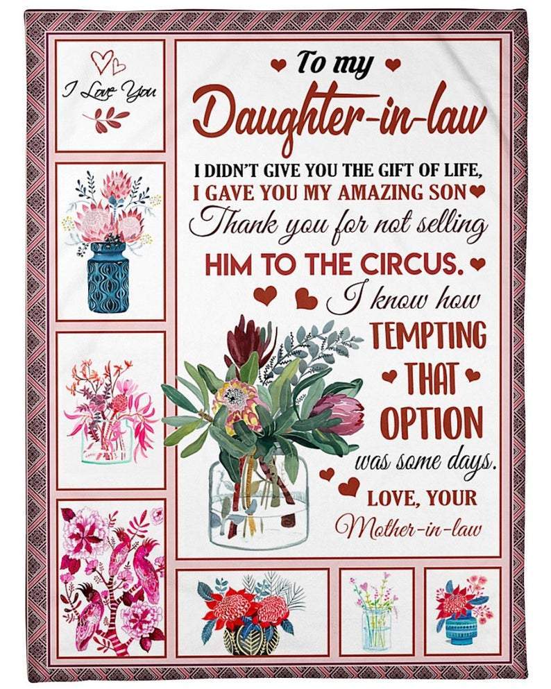 To My Daughter In Law Love From Mother In Law Fleece Blanket Gifts For Mom From Daughter