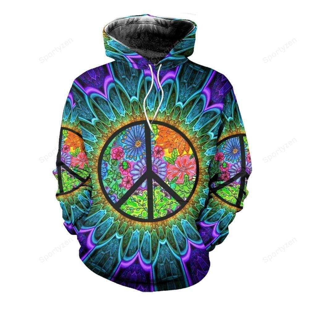 Happy Hippie Life With Peace Sign Hoodie 3D #071220H
