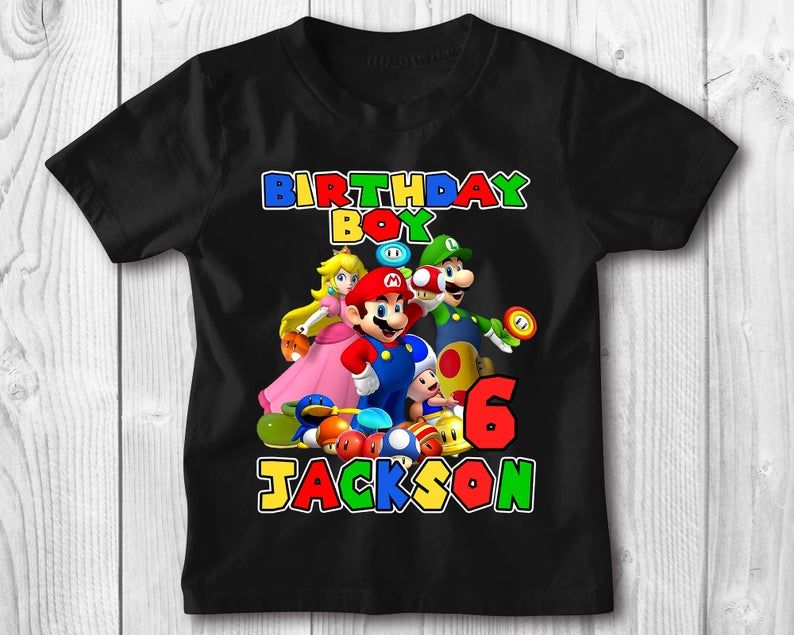 Super Mario Birthday Shirt, Super Mario Birthday T-Shirt, Super Mario, Personalized Shirt, Custom Shirt, Super Mario Shirt, Mario