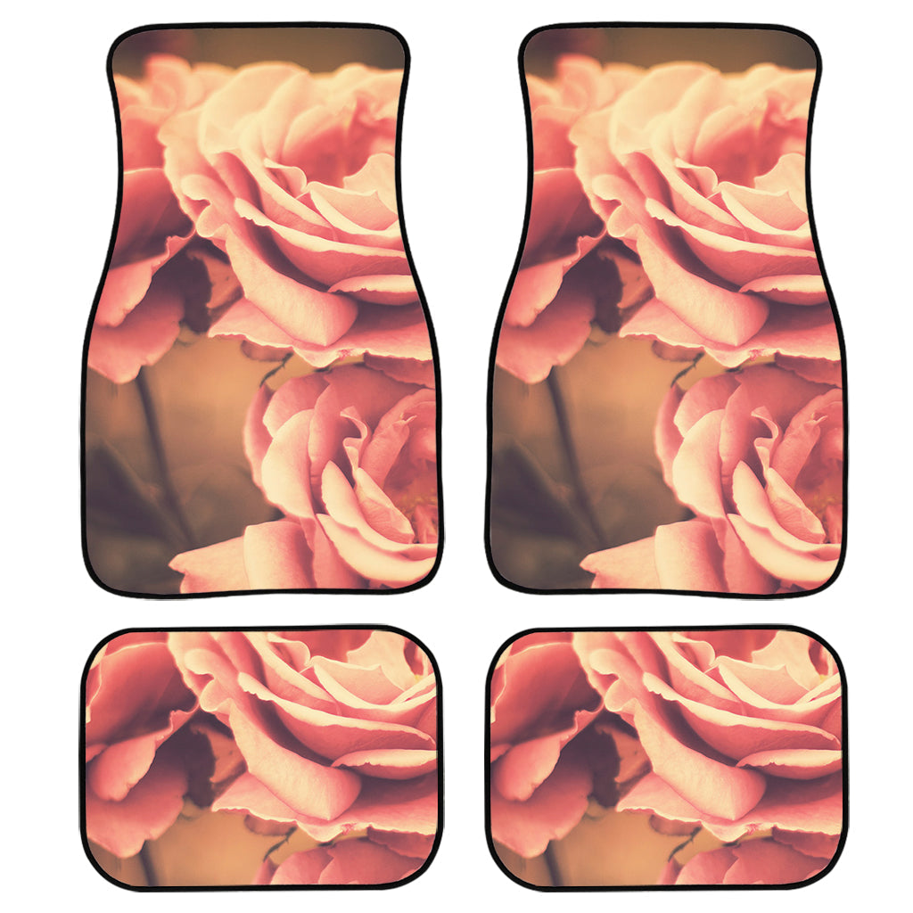 Vintage Rose Print Front And Back Car Floor Mats, Front Car Mat