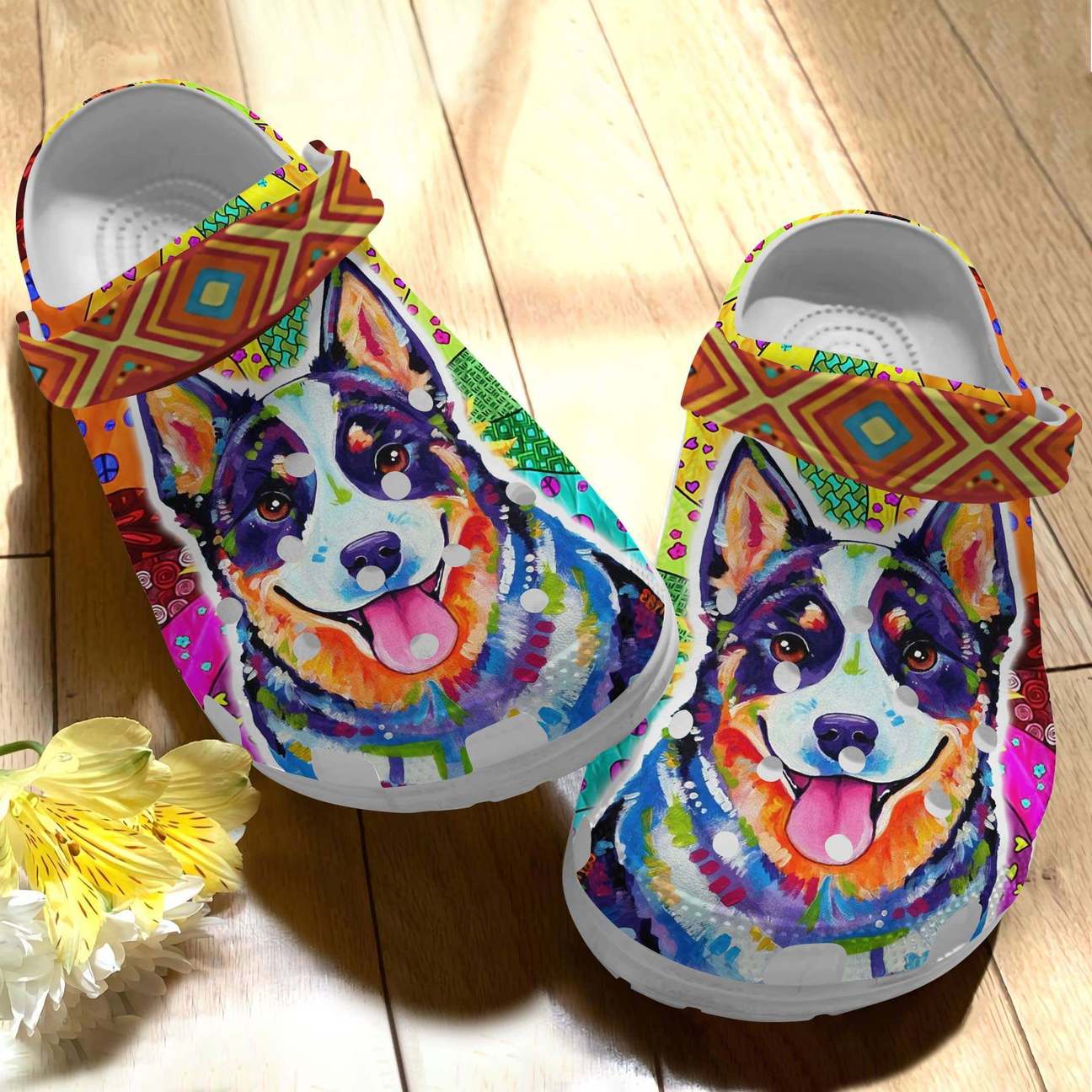 Australian Cattle Personalized Clog, Custom Name, Text Colorful Heeler, Fashion Style For Women, Men, Kid, Print 3D