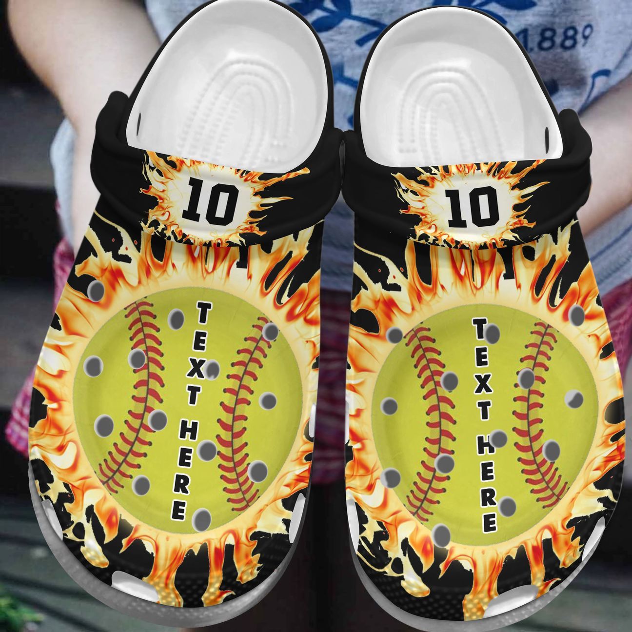 Softball Personalized Clog, Custom Name, Text, Color, Number Fashion Style For Women, Men, Kid, Print 3D Fire In My Soul