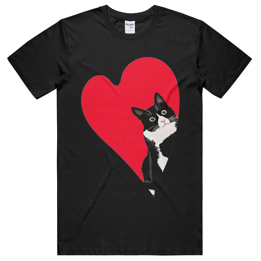 Tuxedo Cat Valentine Heart For Kitten And Animal Loverst-Shirt Hoodie Sweatshirt T Shirts