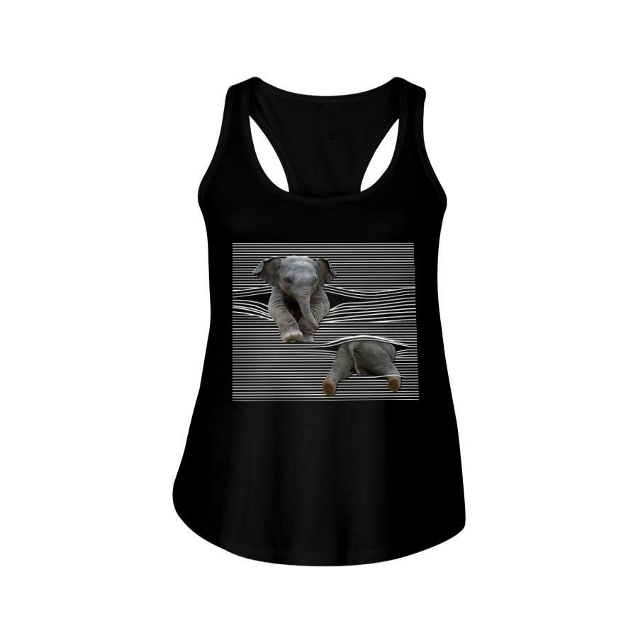 Funny Elephant Playing With Striped Wall Custom Design Ladies Flowy Tank